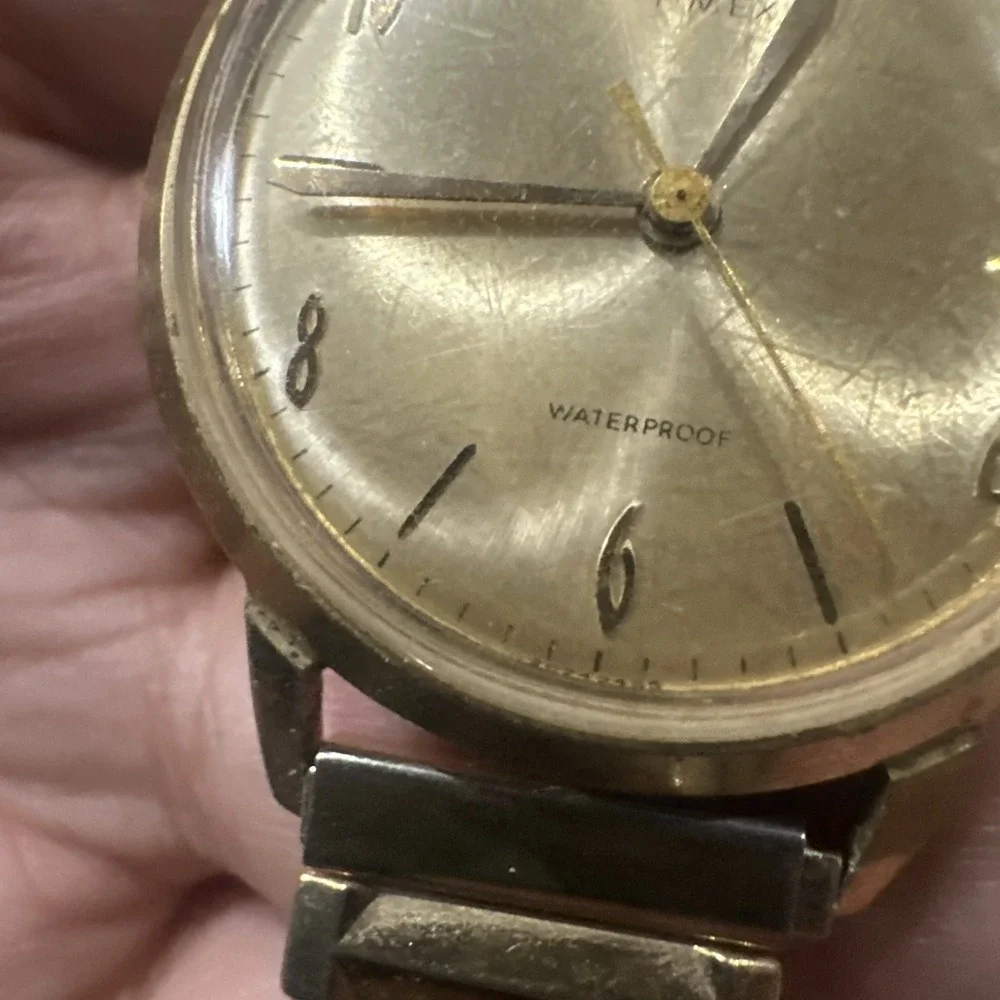 Works VTG 1965 Timex Marlin Waterproof Gold Men's watch Manual Wind 34mm 7.5